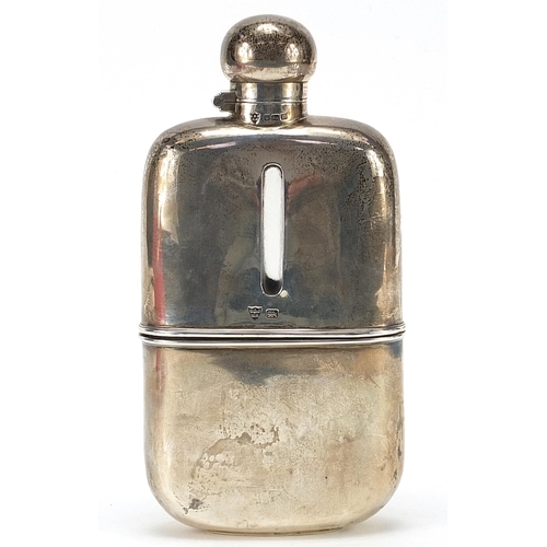 23 - James Dixon & Sons Ltd, large Victorian silver and glass hip flask with detachable cup, Sheffield 18... 