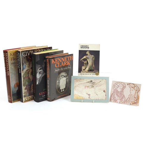 14 - Henry Moore and Kenneth Clark hardback books and ephemera including a Henry Moore autograph on paper... 