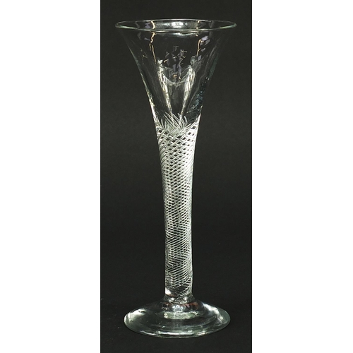 4 - 18th century wine glass with air twist stem, 16cm high