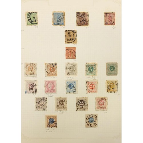 Collection of Swedish stamps from early arranged on several pages