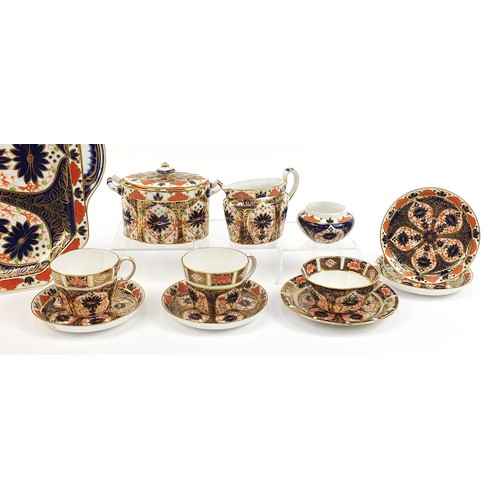 6 - Royal Crown Derby Imari pattern teaware including a twin handled tray, sugar bowl with cover and cup... 