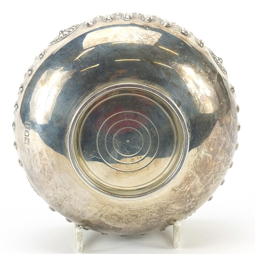 49A - Arts & Crafts circular silver bowl, ?.C.W maker's mark,  London 1904, 12cm in diameter, 236.0g