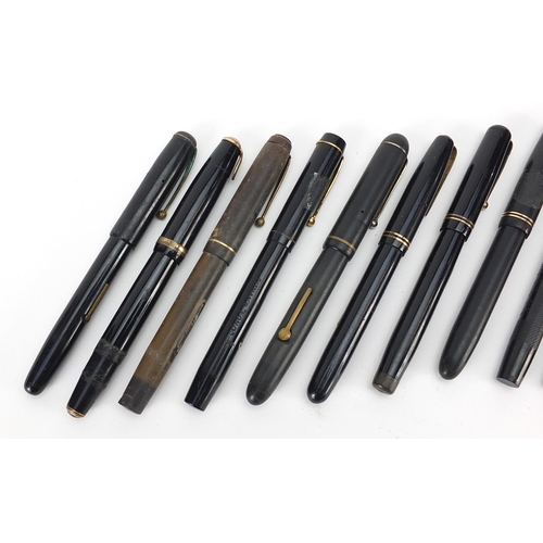 58 - Ten vintage fountain pens with gold nibs including Swan self filler, Burnham, Watermans and Parker