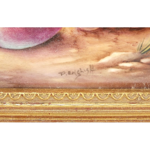 10 - Paul English for Royal Worcester, rectangular porcelain plaque hand painted with fruit, housed in a ... 