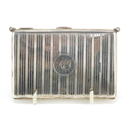 29 - George V silver chatelaine card case aide memoire, indistinct maker's mark, London 1911, 10cm wide, ... 