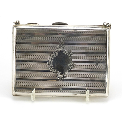42 - Colen Hewer Cheshire, George V silver chatelaine card case aide memoire, Chester 1912, 9.5cm wide, 9... 