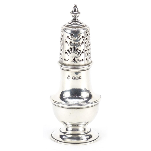 30 - Mappin Brothers, Victorian silver baluster shaped caster, Sheffield 1900, 12.5cm high, 109.8g