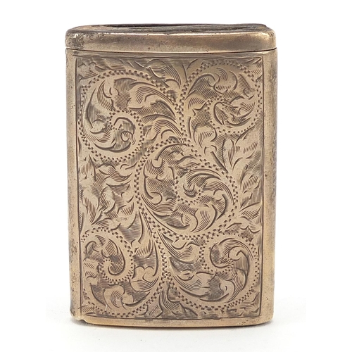 26 - William Hair Haseler, George V rectangular silver sliding vesta engraved with foliage, 6.2cm in leng... 