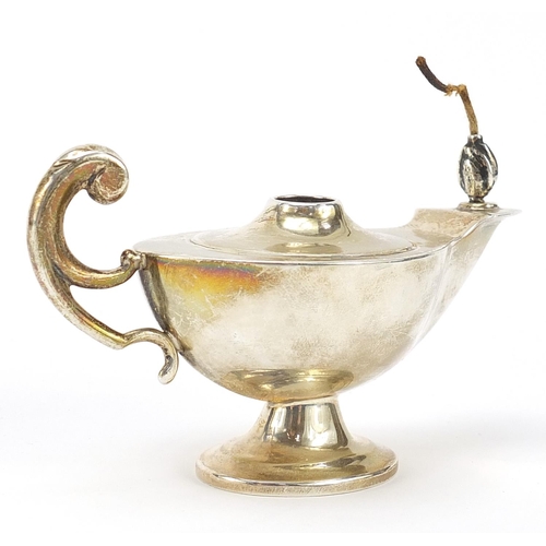 27 - Silver genie lamp table lighter, 12cm in length, 89.8g