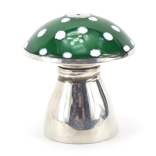 43 - Mexican silver and enamel toadstool caster, 4.8cm high, 36.0g