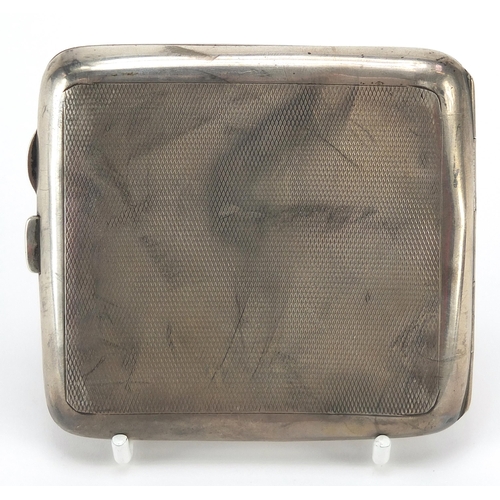 51 - E J Trevitt & Sons, George V silver cigarette case with engine turned decoration, Chester 1930, 9cm ... 