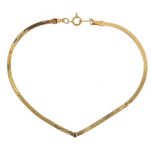 46 - 9ct gold herringbone link bracelet, 18cm in length, 0.9g