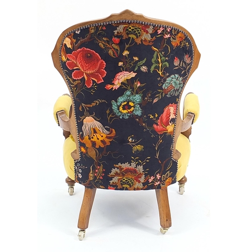42 - Victorian Walnut armchair chair newly upholstered with Artemis upholstery inspired by William Morris... 