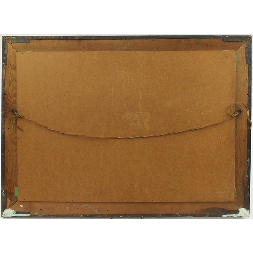 28 - Rectangular Arts & Crafts beaten copper frame embossed the love letter housing a coloured George She... 