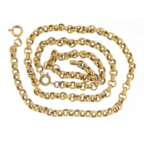 2 - 9ct gold Belcher link necklace, 42cm in length, 7.0g