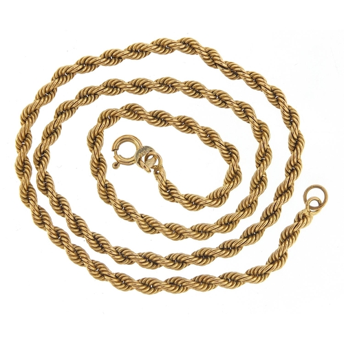 6 - 9ct gold rope twist necklace 40cm in length, 4.6g