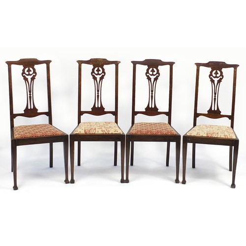 43 - Set of four Arts & Crafts mahogany dining chairs, 104cm high