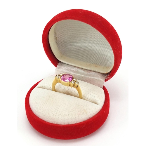 26 - 18ct gold ruby and diamond ring, size N, 4.9g