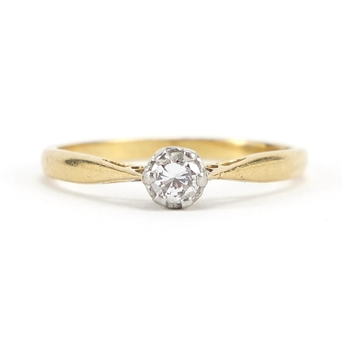 33 - 18ct gold and platinum diamond solitaire ring, size N, 2.3g