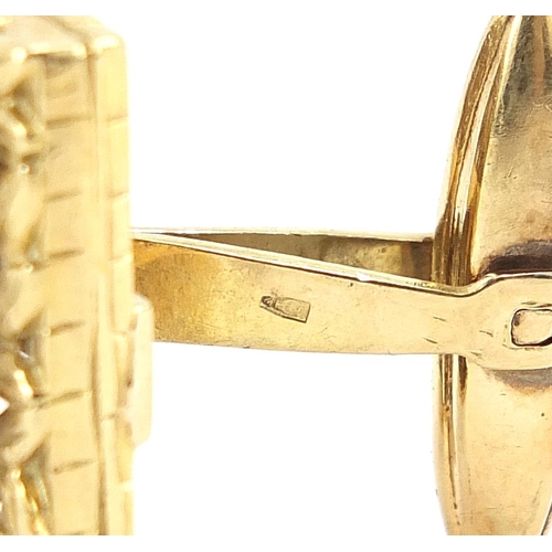 14 - Pair of Jewish 14ct gold Shalom cufflinks, 1.9cm wide, 14.8g