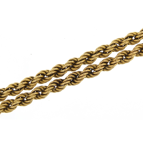 10 - 9ct gold rope twist necklace, 68cm in length, 21.6g - this lot is sold without buyer’s premium, the ... 