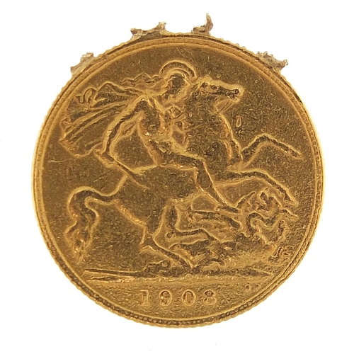 22 - Edward VII 1908 gold half sovereign - this lot is sold without buyer’s premium, the hammer price is ... 