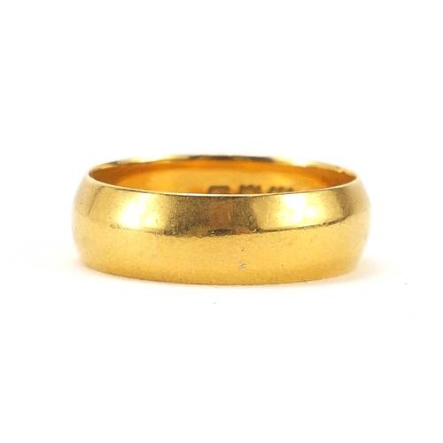 30 - 22ct gold wedding band, London 1910 size K/L, 4.2g - this lot is sold without buyer’s premium, the h... 