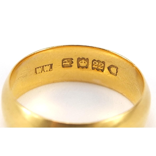 30 - 22ct gold wedding band, London 1910 size K/L, 4.2g - this lot is sold without buyer’s premium, the h... 