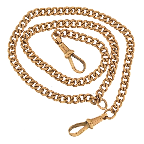 33 - 9ct rose gold watch chain, 39cm in length, 21.2g - this lot is sold without buyer’s premium, the ham... 