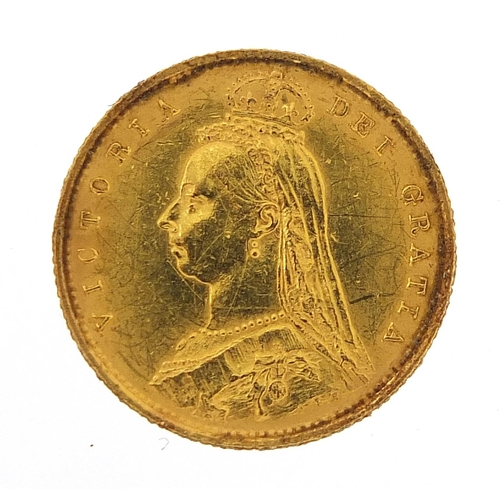 37 - Queen Victoria Jubilee Head 1887 gold shield back half sovereign - this lot is sold without buyer’s ... 