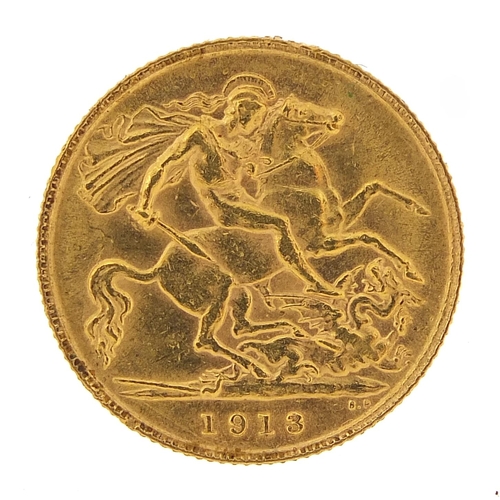 44 - George V 1913 gold half sovereign - this lot is sold without buyer’s premium, the hammer price is th... 