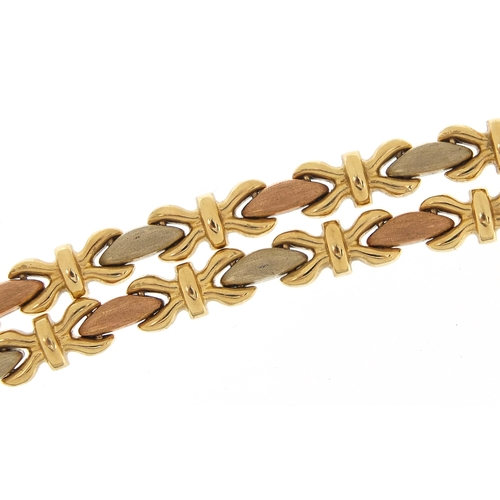 46 - 9ct three tone gold necklace, 40cm in length, 22.0g - this lot is sold without buyer’s premium, the ... 