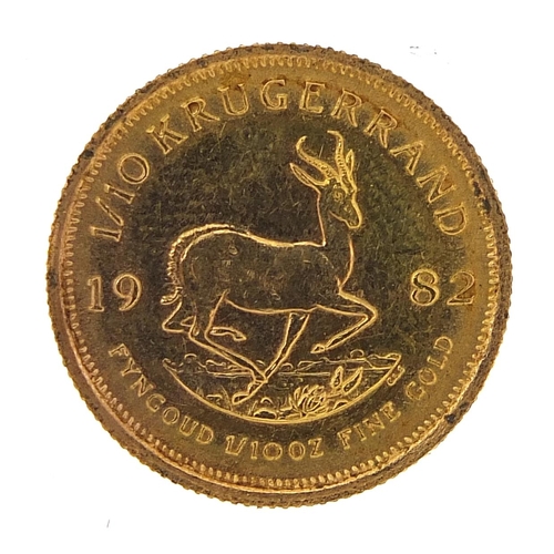 59 - South African 1982 1/10th gold krugerrand - this lot is sold without buyer’s premium, the hammer pri... 