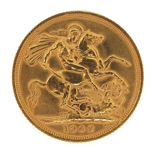 8 - Elizabeth II 1962 gold sovereign - this lot is sold without buyer’s premium, the hammer price is the... 