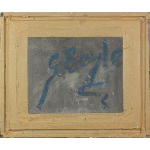 57 - After George Boyle - Female feeding chickens before trees, oil on board, mounted and framed, 50cm x ... 