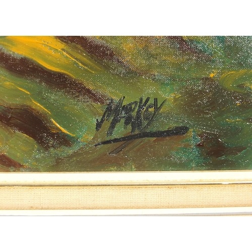 37 - Manner of Markey Robinson - Off Achill Island, Irish school oil on canvas board, mounted and framed,... 