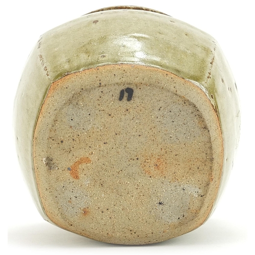 21 - Attributed to Richard Batterham, studio pottery jar and cover having a celadon glaze, 13cm high