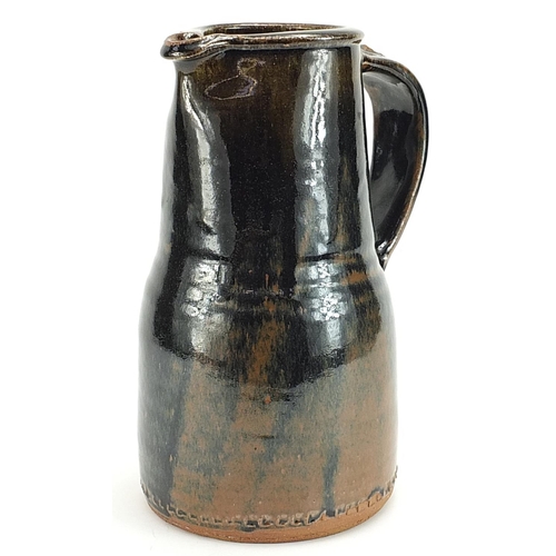 19 - Mike Dodd, large studio pottery jug with Temmoku glaze, 28.5cm high