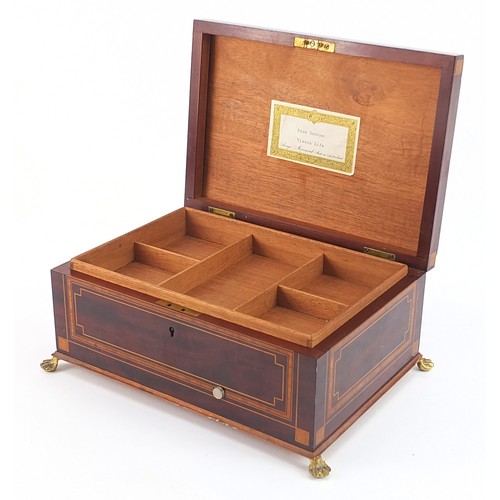 53 - 19th century inlaid mahogany musical jewellery box with lift out interior and Reuge movement, 11.5cm... 