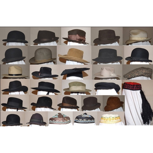 Mens Hats incl. trilbies, fedoras, cowboy style, hat, smoking mortar board (2 Box