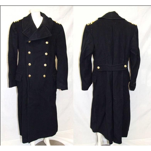Royal Navy Black Wool Greatcoat, labelled to inner pocket S9604 42