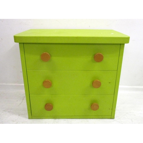 Mammut Ikea Green Plastic Coated Low Chest Of 3 Long Drawers With