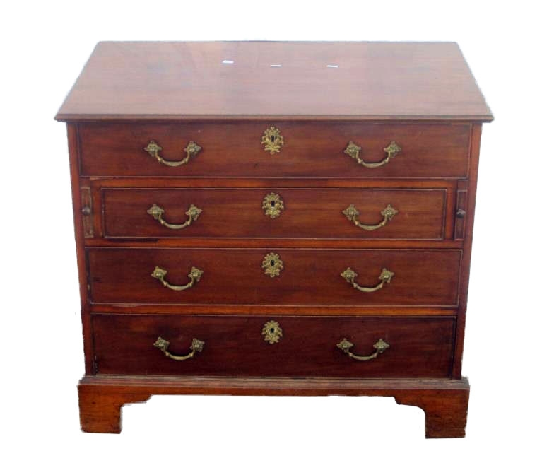 C18th Mahogany Chest On Bracket Supports 4 Graduated Cock Beaded