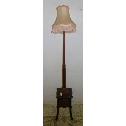 62 - Standard Lamp made from low plant stand, with kicked out square supports, 2 tier with later square t... 