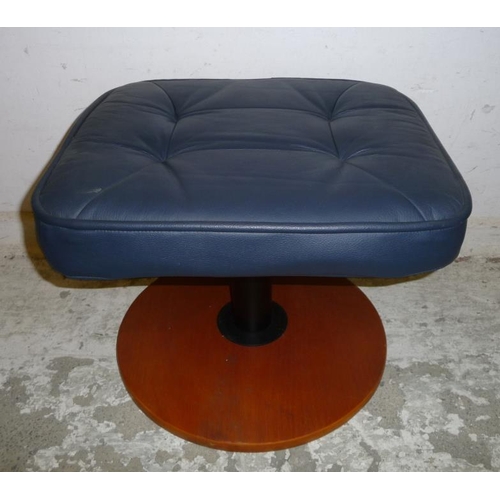 61 - Footstool with blue upholstered top, circular base (A8/9F)