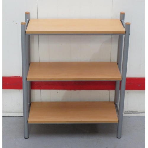 9 - Modern 3 Tier Free Standing Shelves with tubular metal supports (A1)