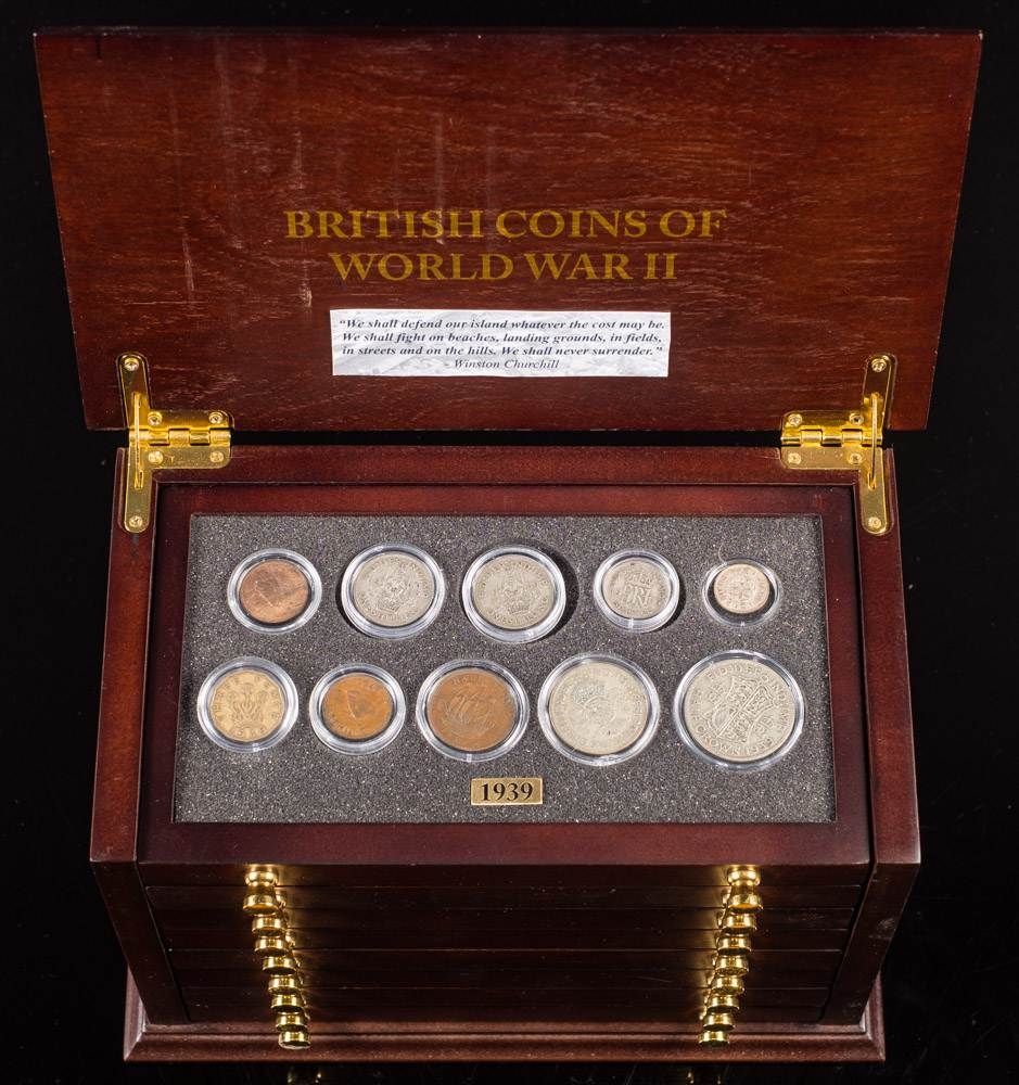 A set of Danbury Mint 'British Coins of World War II' in a collectors