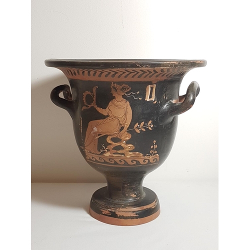 Large Antique 2 Handled Greek Pottery Vase With Traditional