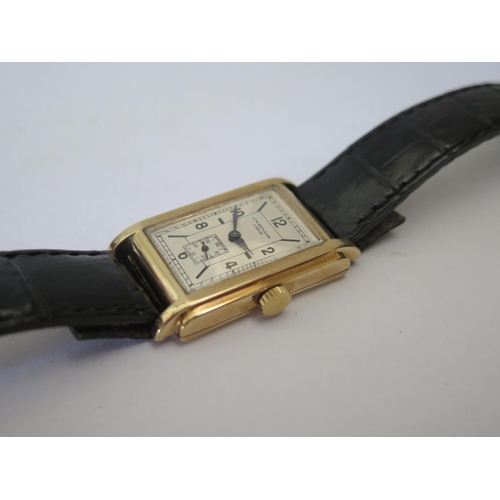 231 - A J.W. Benson 9ct Gold Cased Gent's Manual Wristwatch, the 23 x 15mm dial with Arabic numerals and s... 