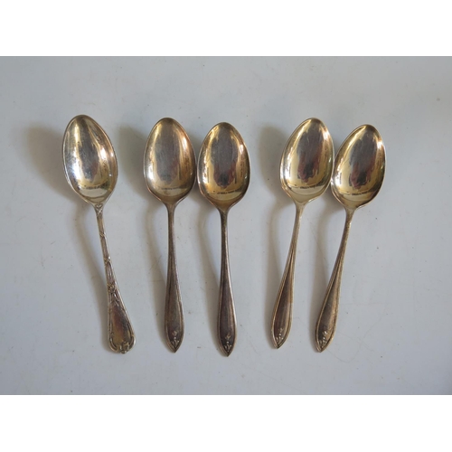 12 - Four Birmingham Silver Teaspoons 41g and one plated